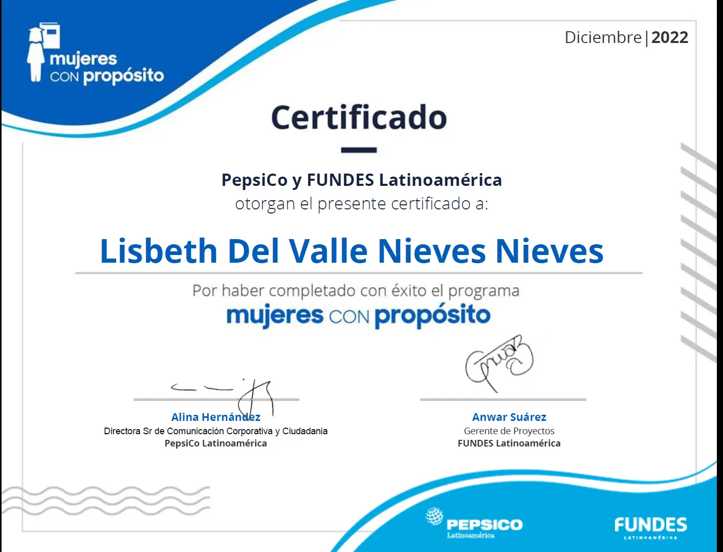 Certificación Mujeres con propósito - Lis Nieves