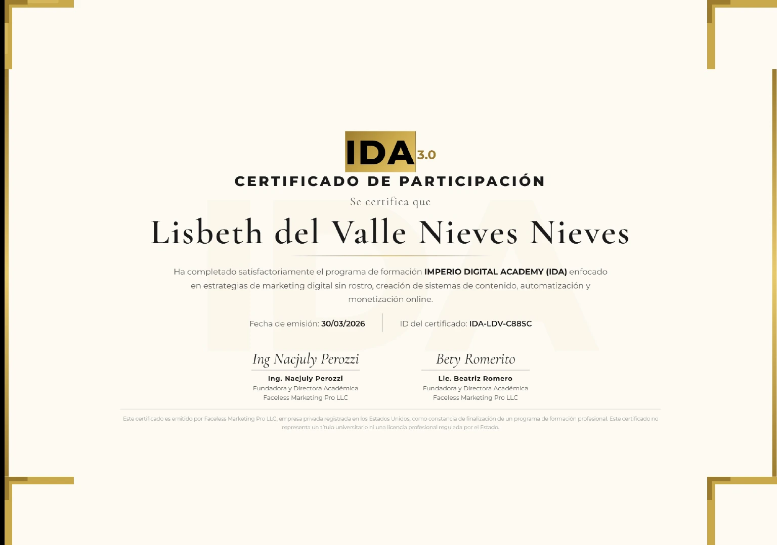 IDA Academy - Lis Nieves